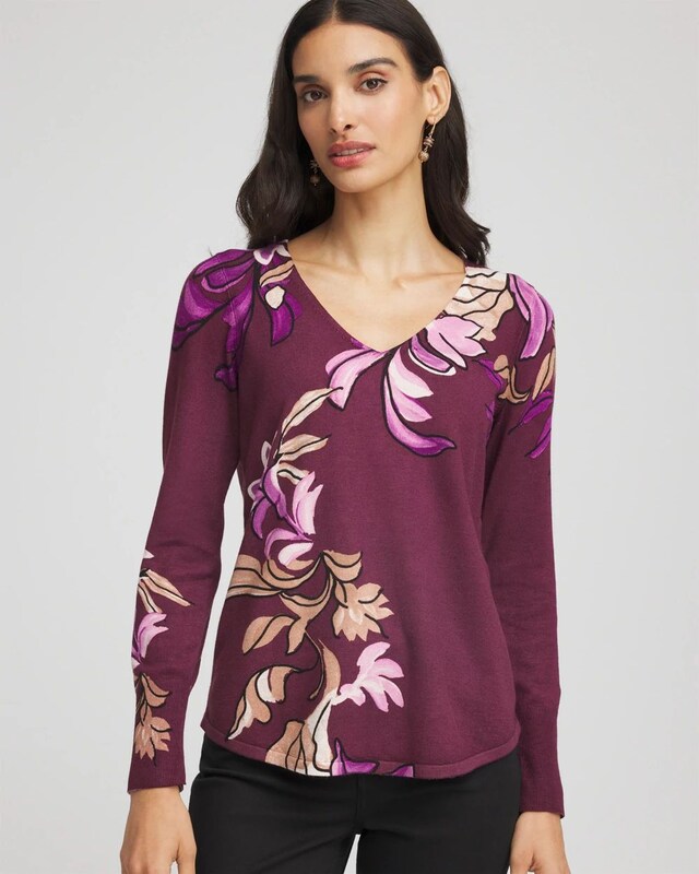 Ella V-Neck Artisanal Pullover Sweater - image 1